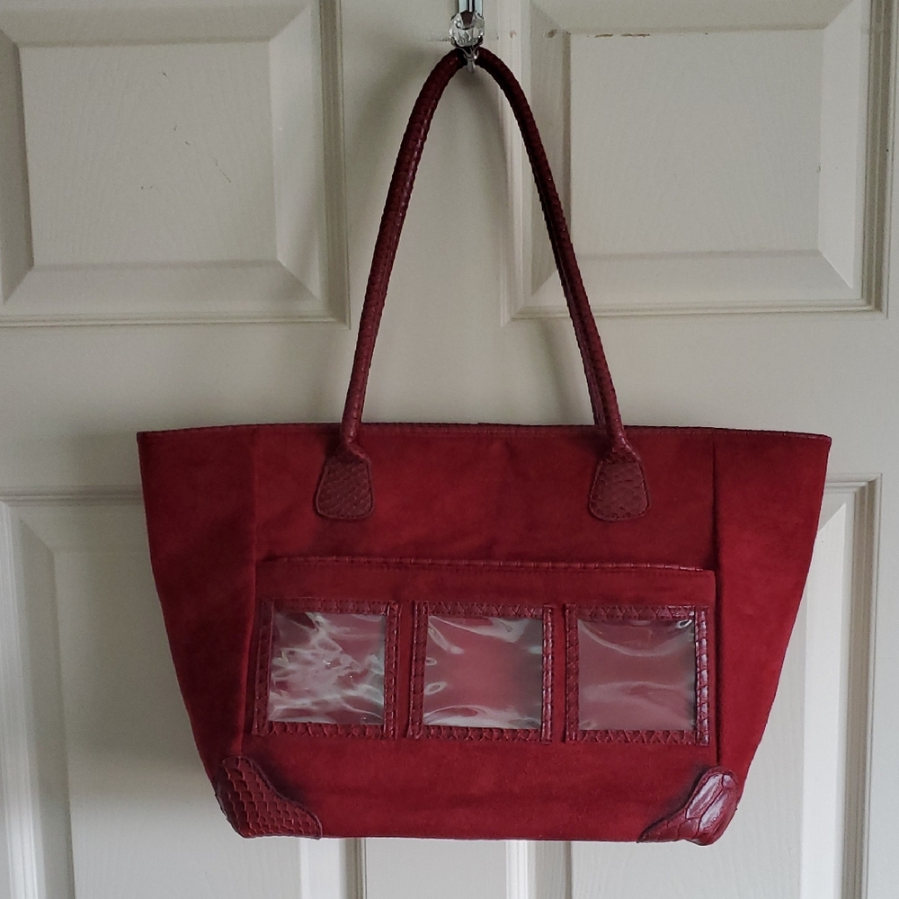 Elegant Brag Bag Tote Bag - Faux Suede & Leather